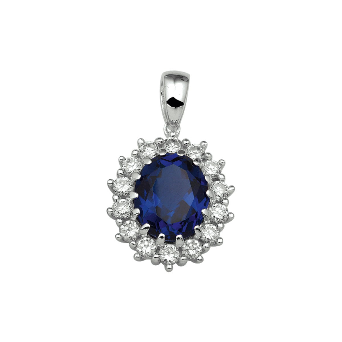 Fantasy Collection Hanger zirkonia synthetische saffier halo zilver