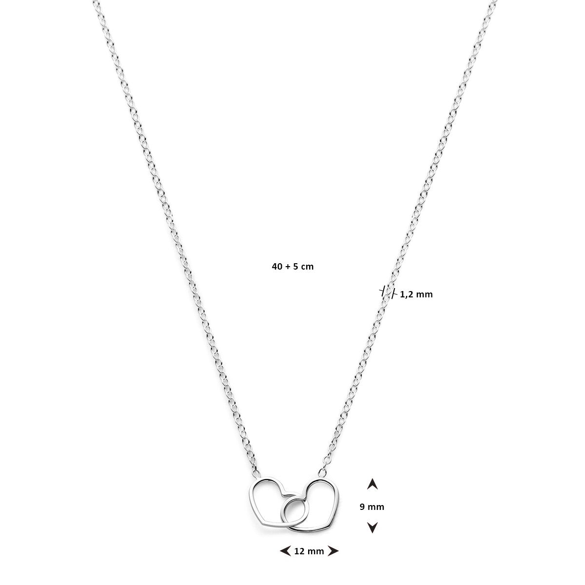 Fantasy Collection Collier hart 40 + 5 cm zilver