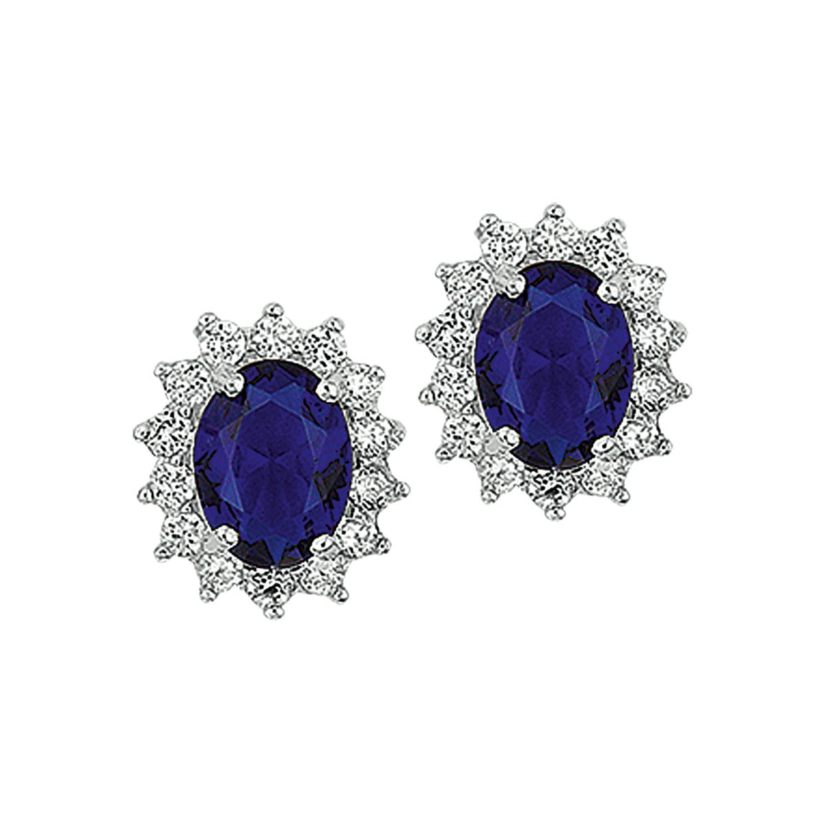 Fantasy Collection Oorbellen zirkonia en synthetische saffier halo zilver