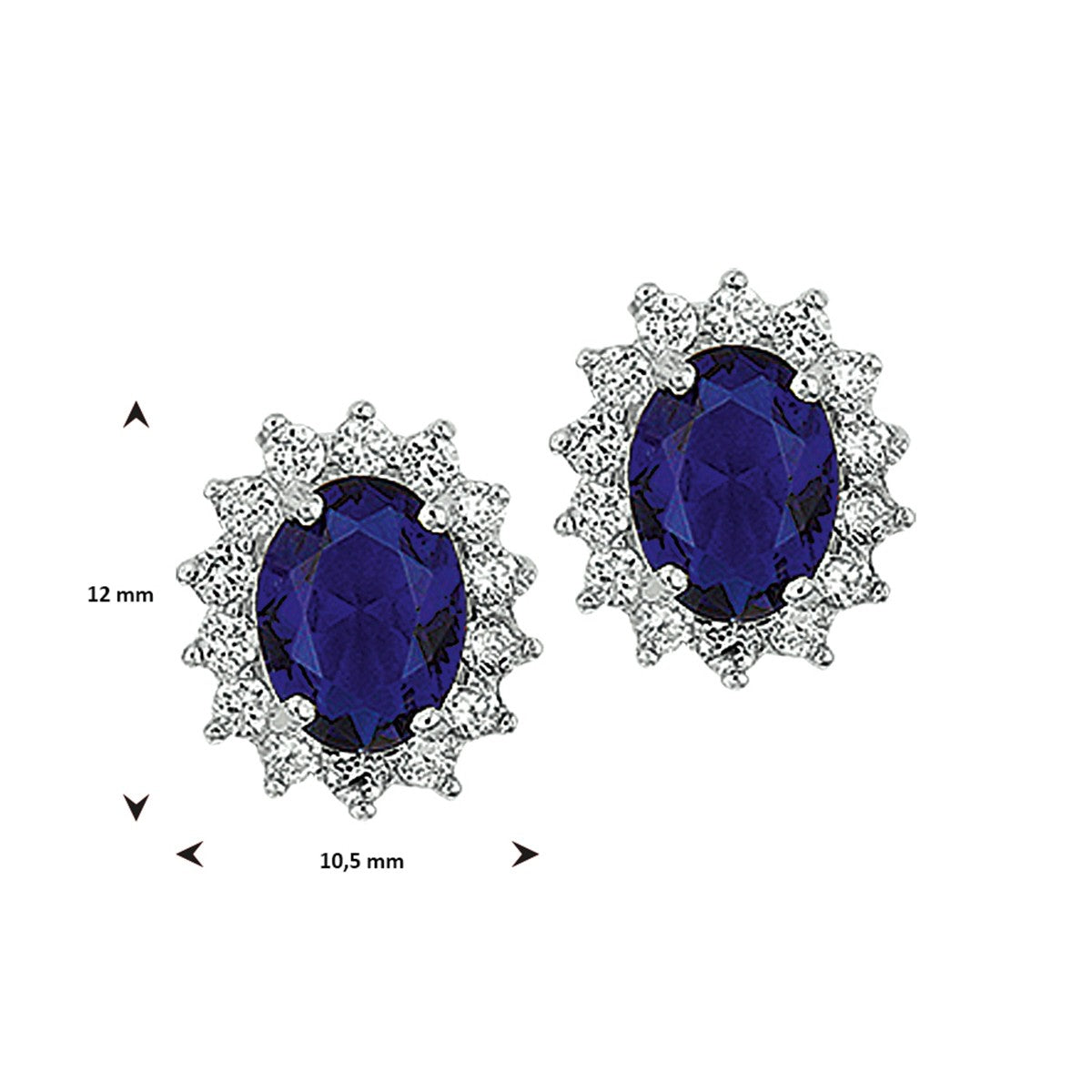 Fantasy Collection Oorbellen zirkonia en synthetische saffier halo zilver