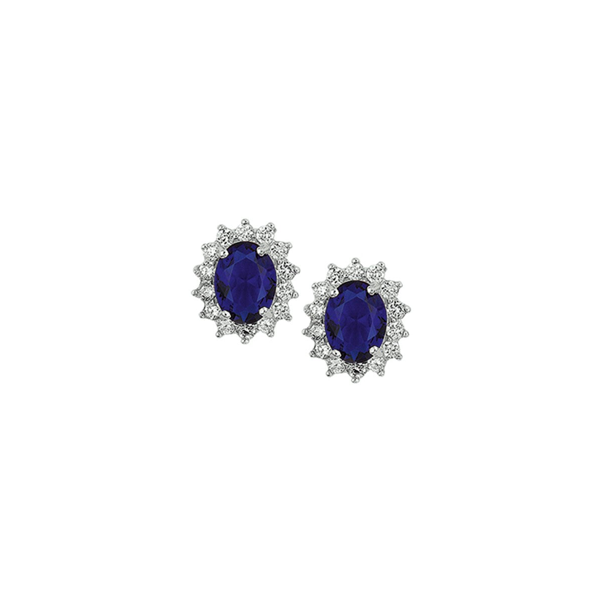 Fantasy Collection Oorbellen zirkonia en synthetische saffier halo zilver