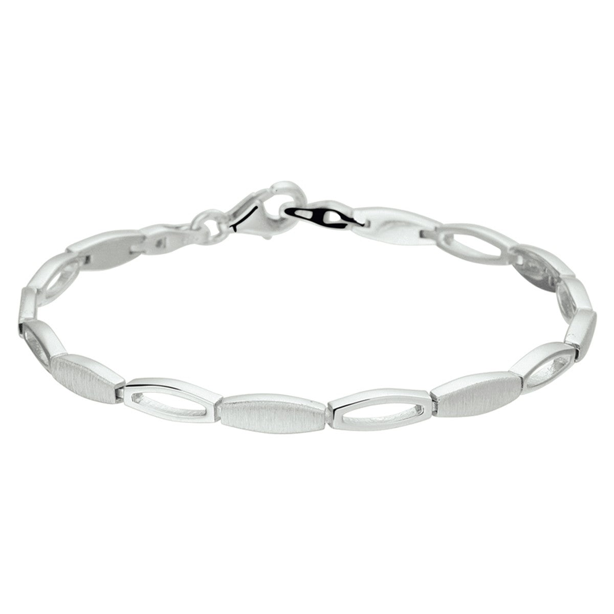 Fantasy Collection Armband poli/mat 4,2 mm 19 cm zilver