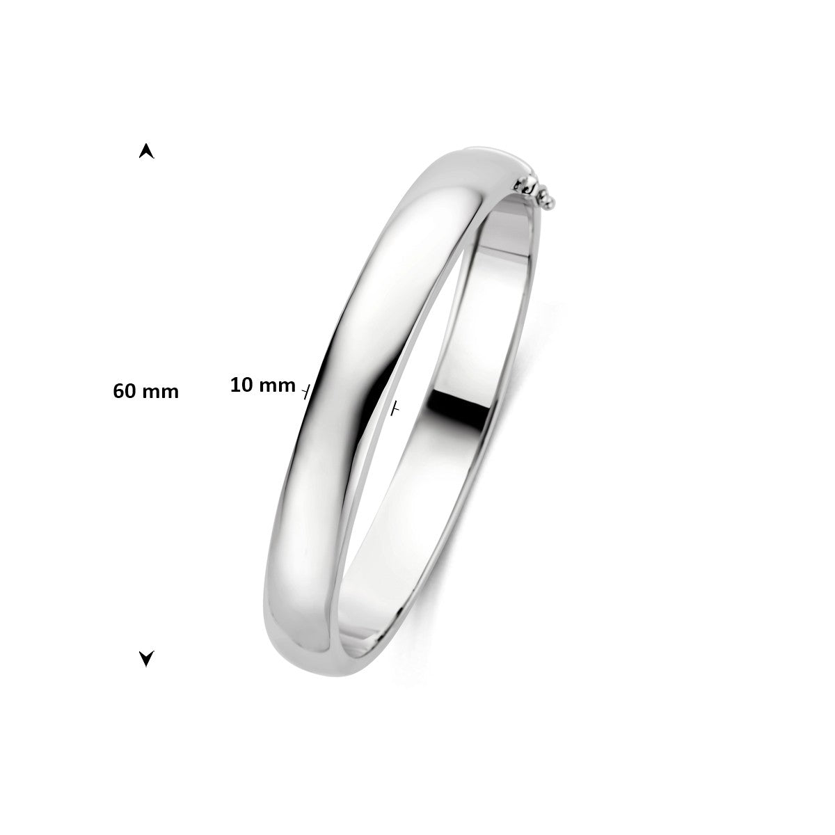 Bangle scharnier massief 10 x 60 mm zilver