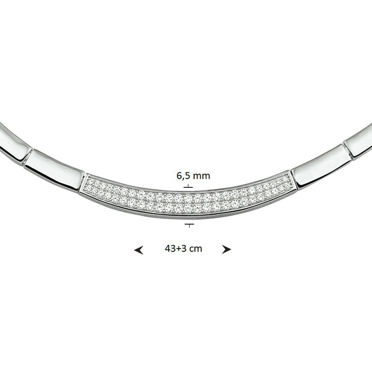 Fantasy Collection Collier zirkonia 6,5 mm 43 + 3 cm zilver