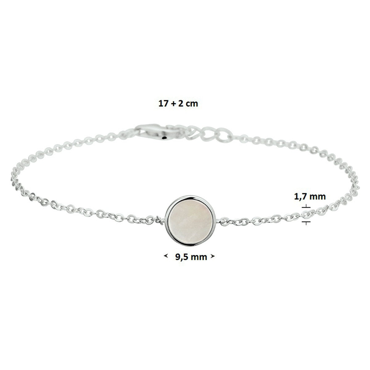 Fantasy Collection Armband parelmoer 17 + 2 cm zilver