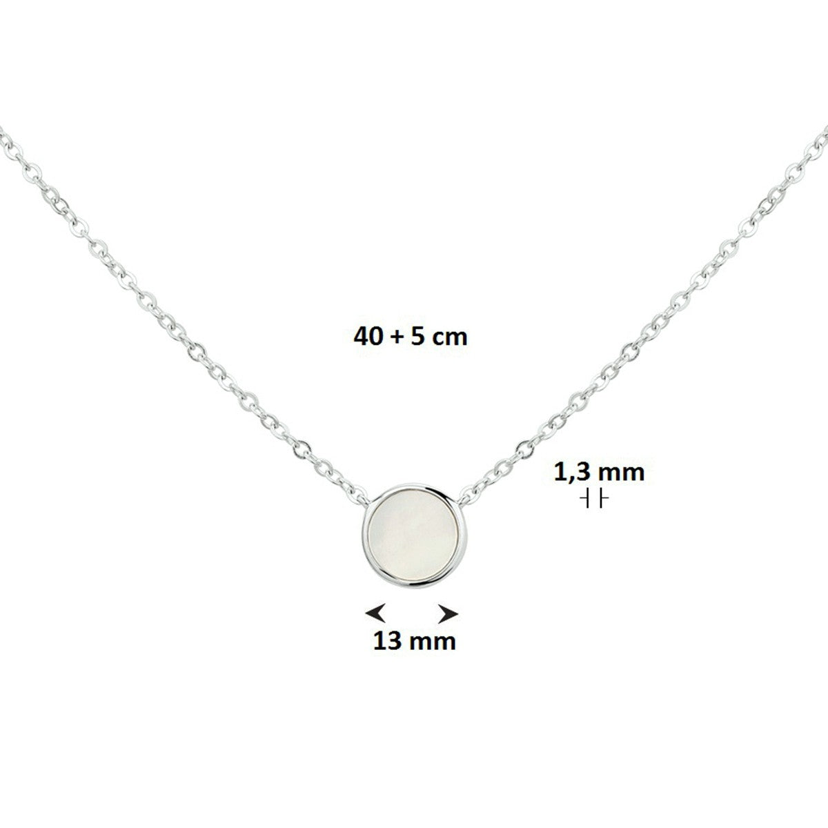 Fantasy Collection Collier parelmoer 42 + 3 cm zilver