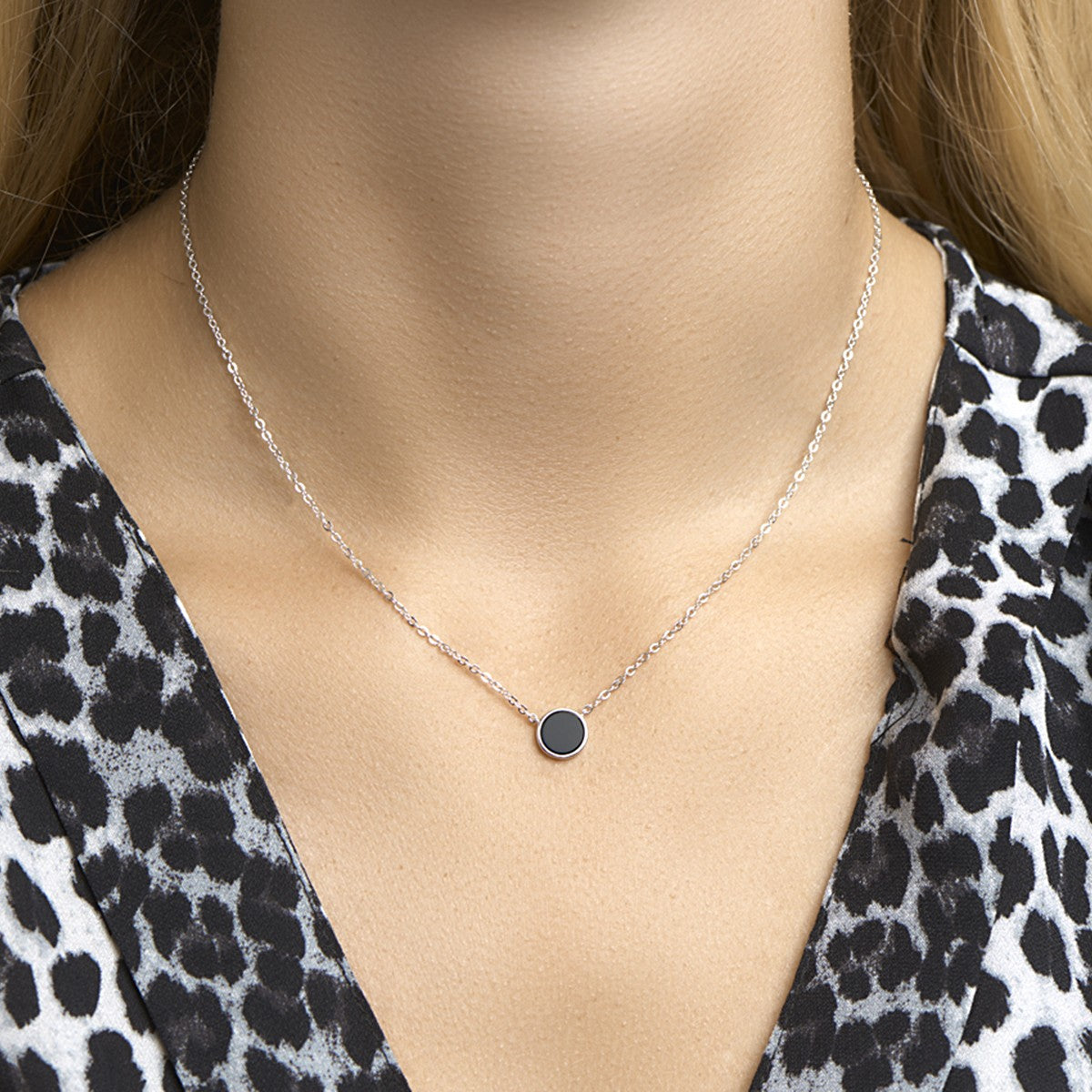 Fantasy Collection Collier onyx 42 + 3 cm zilver
