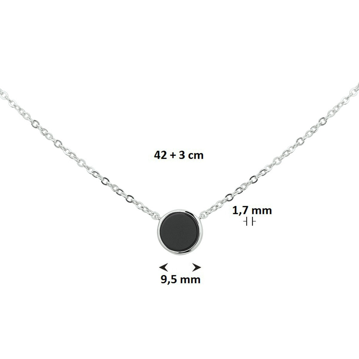 Fantasy Collection Collier onyx 42 + 3 cm zilver