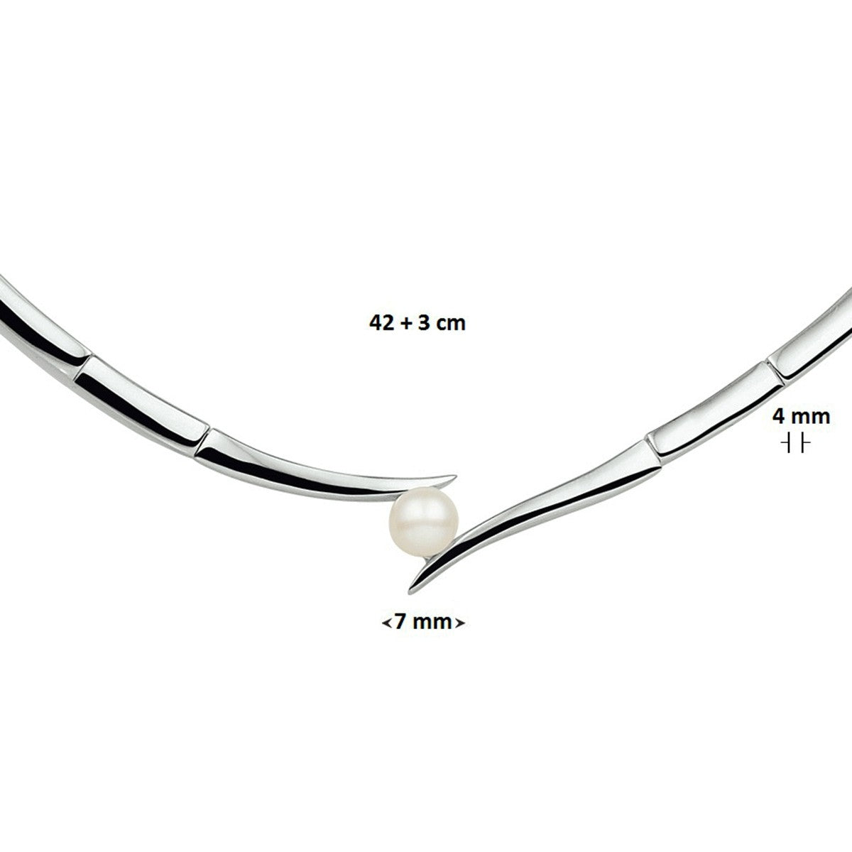 Fantasy Collection Collier tussenstuk parel 42 + 3 cm zilver