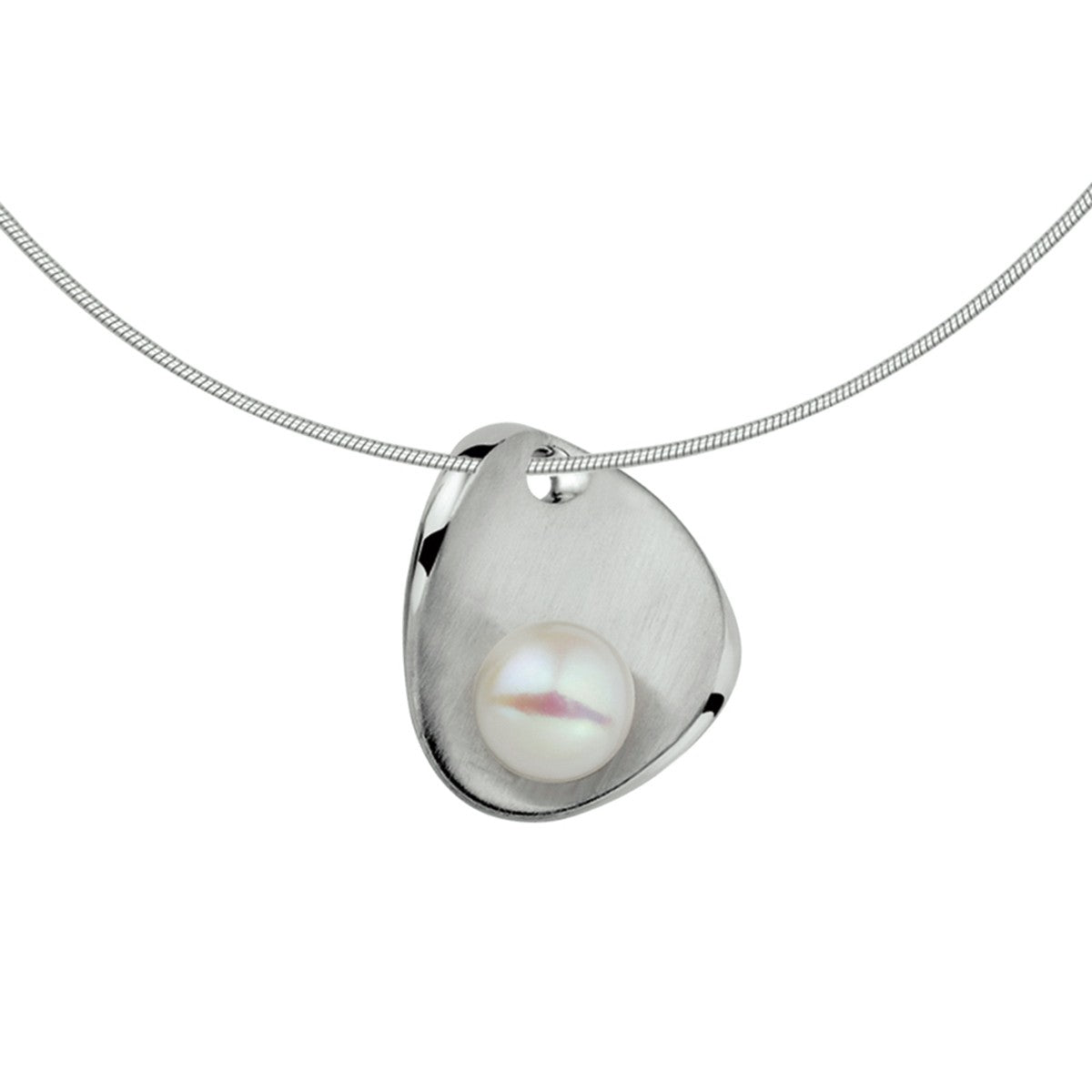 Fantasy Collection Collier parel poli/mat 42 + 3 cm zilver