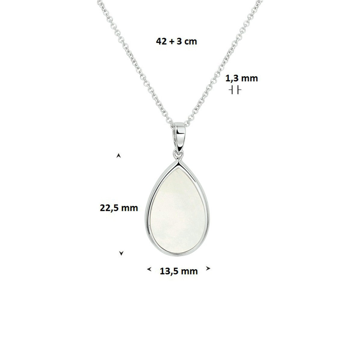 Fantasy Collection Collier parelmoer 42 + 3 cm zilver