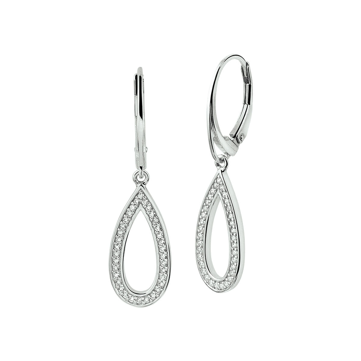 Fantasy Collection Hangende oorbellen zirkonia brisure haak 38 mm zilver