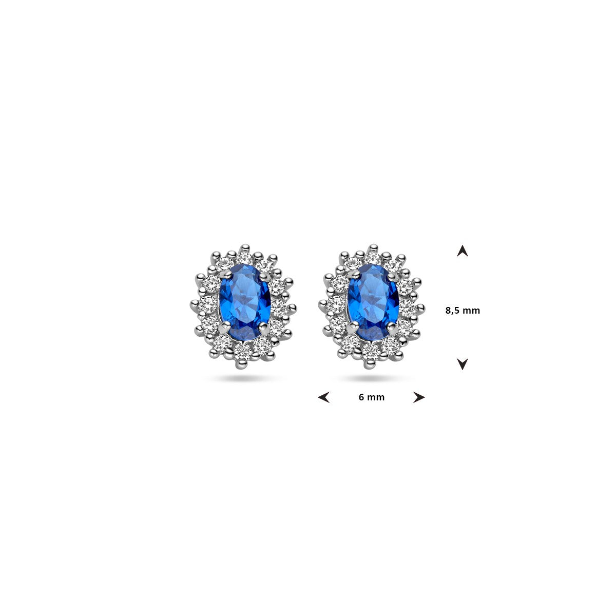 Fantasy Collection Oorbellen zirkonia en synthetische saffier halo zilver