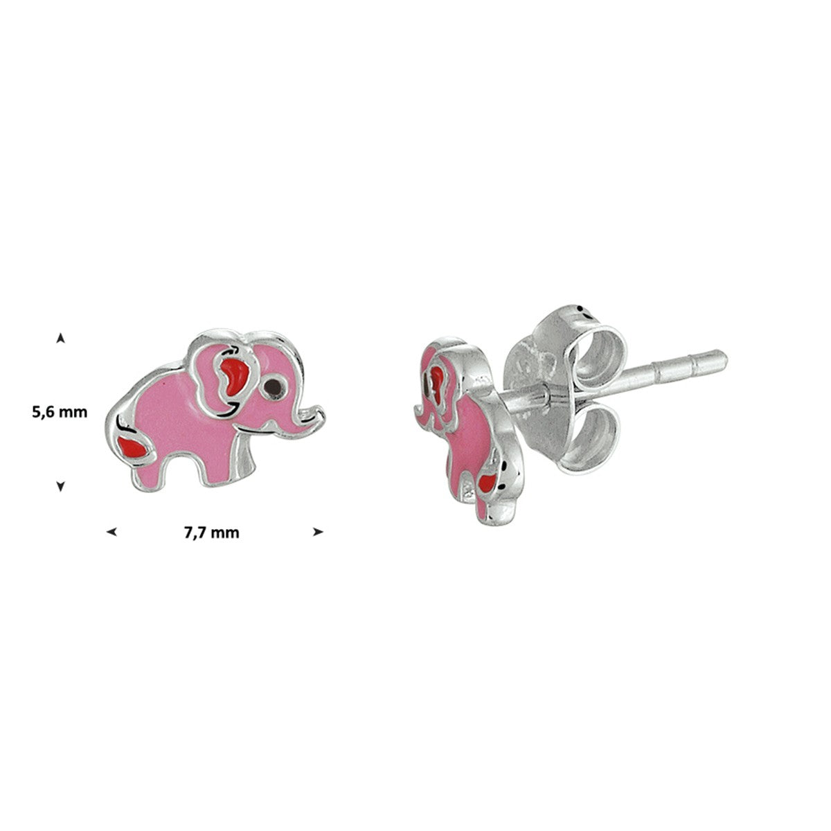 Fantasy Collection Oorbellen olifant emaille zilver