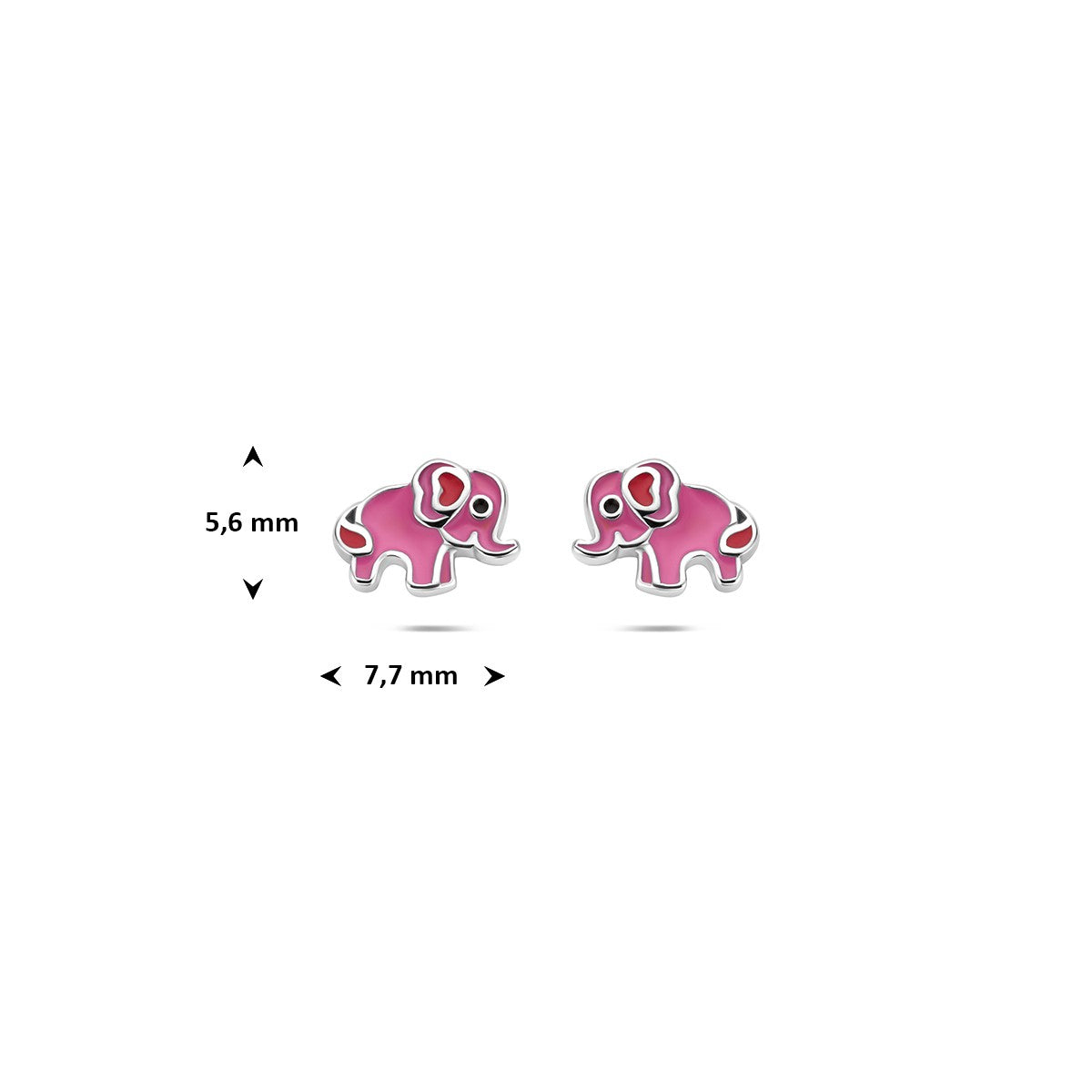 Oorbellen olifant emaille zilver