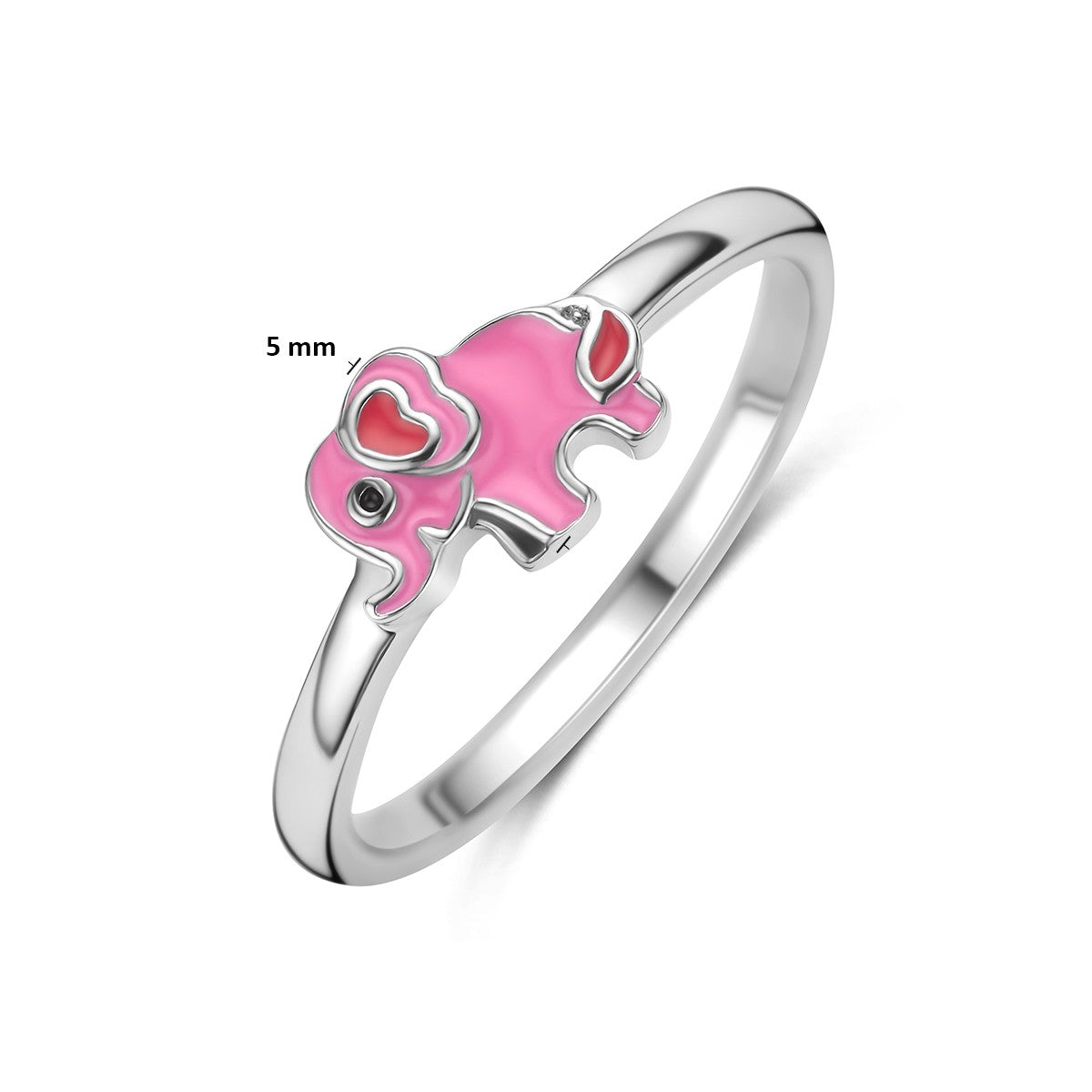 Ring olifant emaille zilver