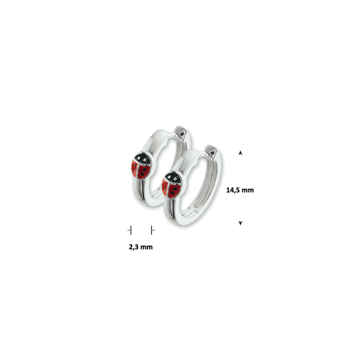Fantasy Collection Oorbellen lieveheersbeestje emaille zilver