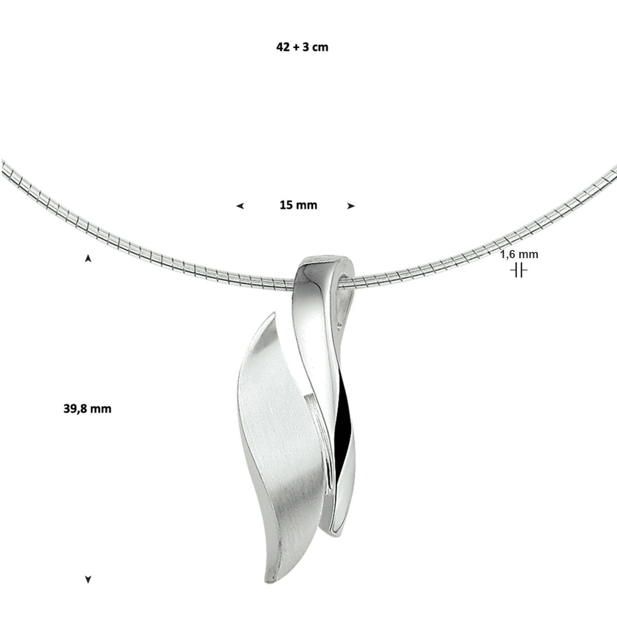 Fantasy Collection Collier poli/mat 42 + 3 cm zilver