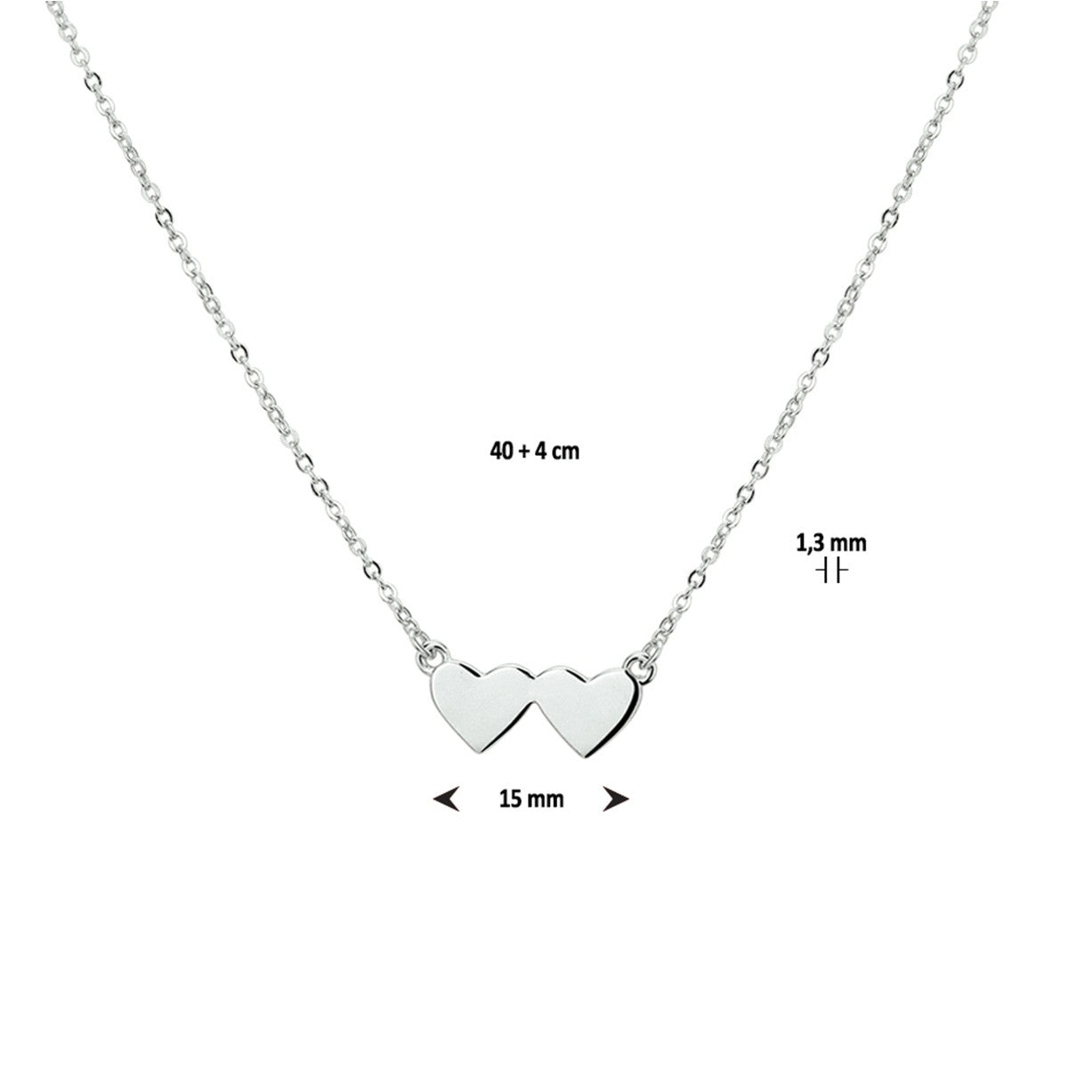 Fantasy Collection Collier hartjes 40 + 4 cm zilver