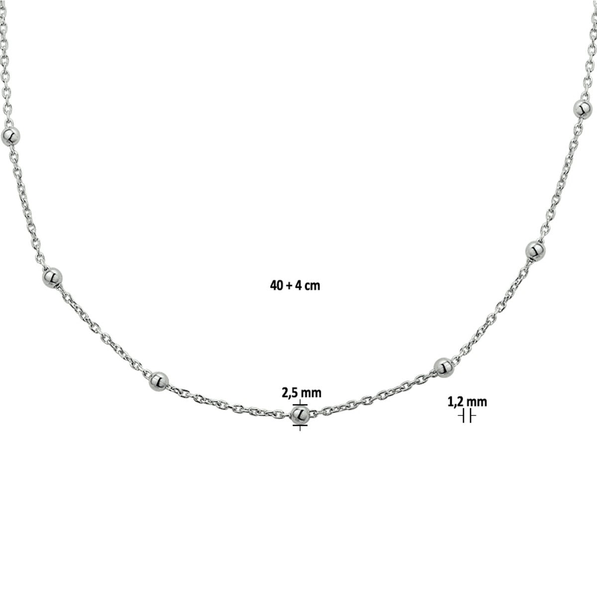 Fantasy Collection Collier bolletjes 1,2 mm 40 + 4 cm zilver