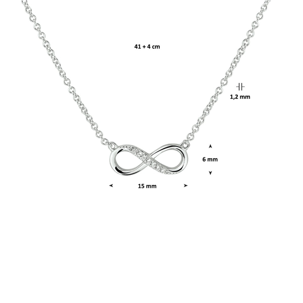 Fantasy Collection Collier infinity zirkonia 41 + 4 cm zilver