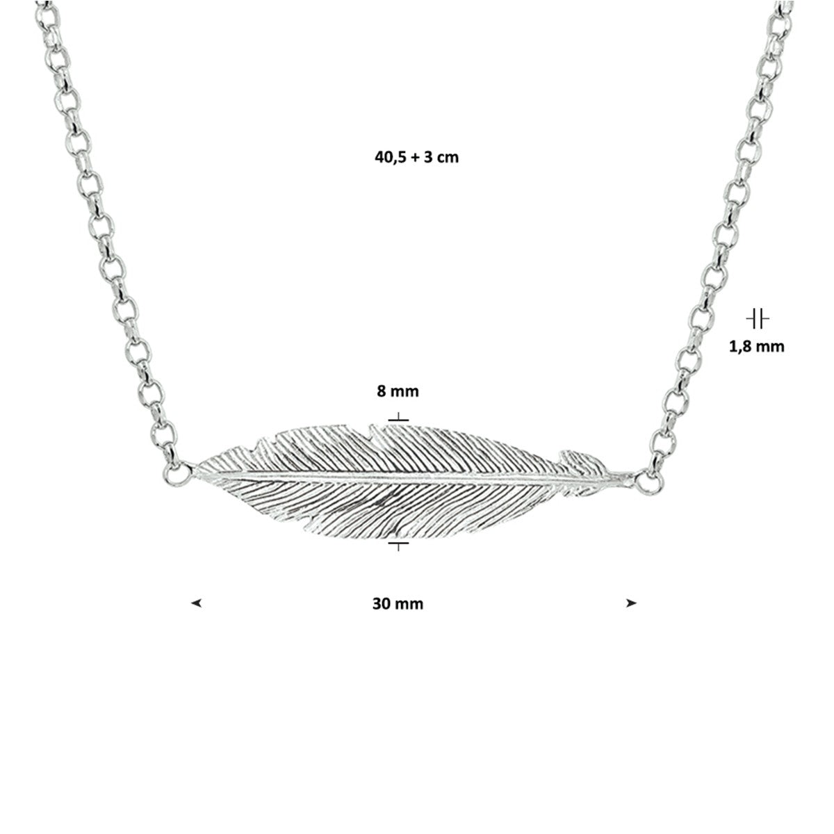 Fantasy Collection Collier veer 40,5 + 3 cm zilver