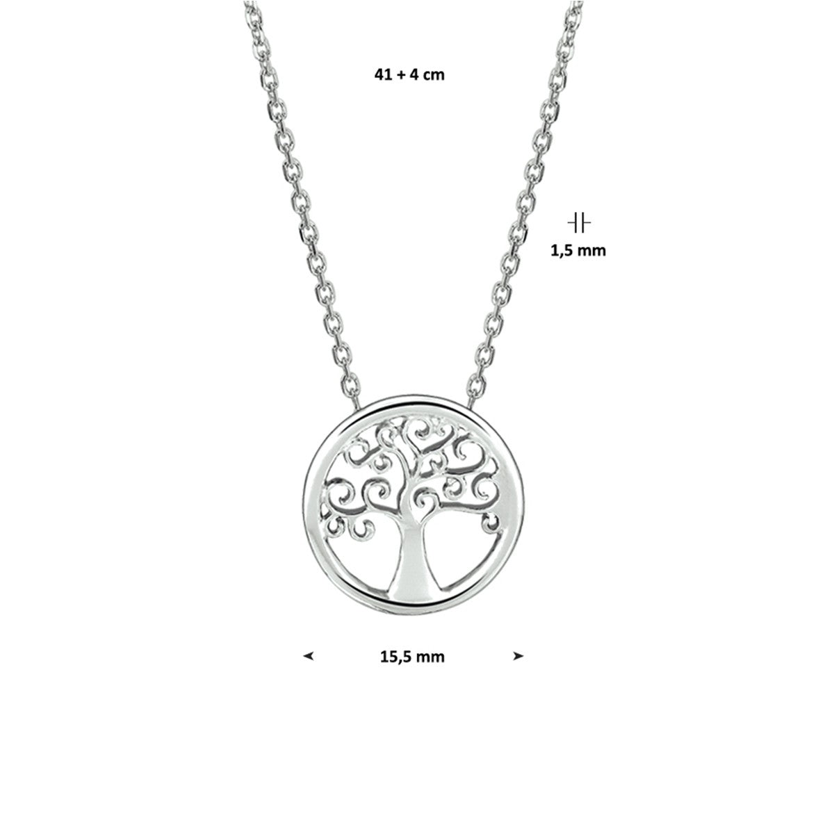 Fantasy Collection Collier levensboom 1,5 mm 41 + 4 cm zilver