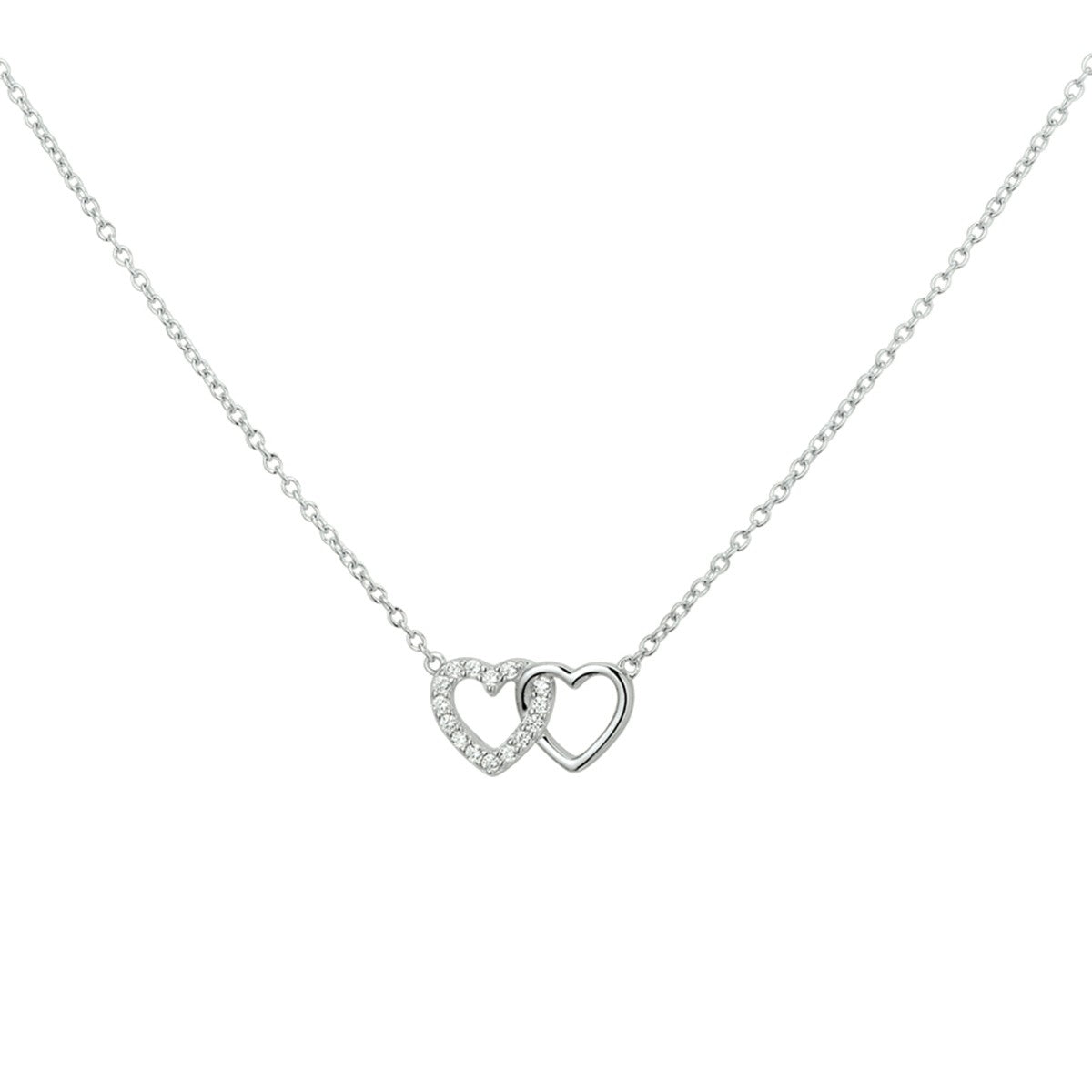 Fantasy Collection Collier hartjes zirkonia 1,2 mm 40 + 4 cm zilver