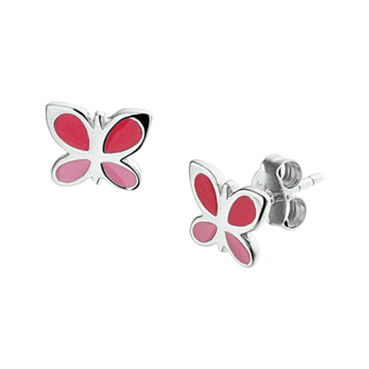 Fantasy Collection Oorbellen vlinder emaille 6,5 mm zilver