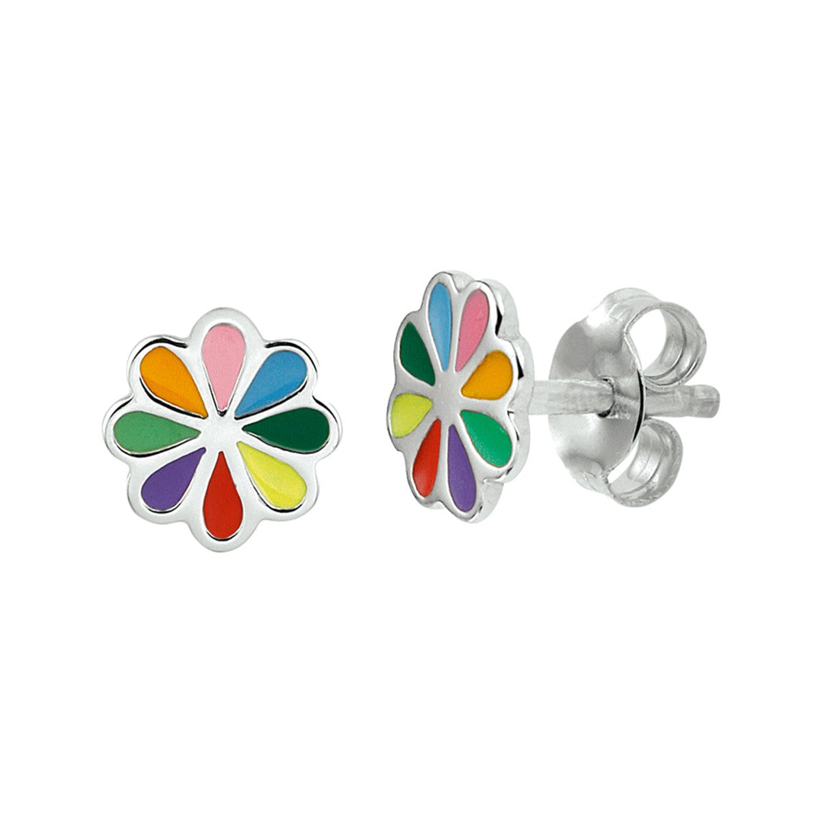 Fantasy Collection Oorbellen bloem 7 mm zilver