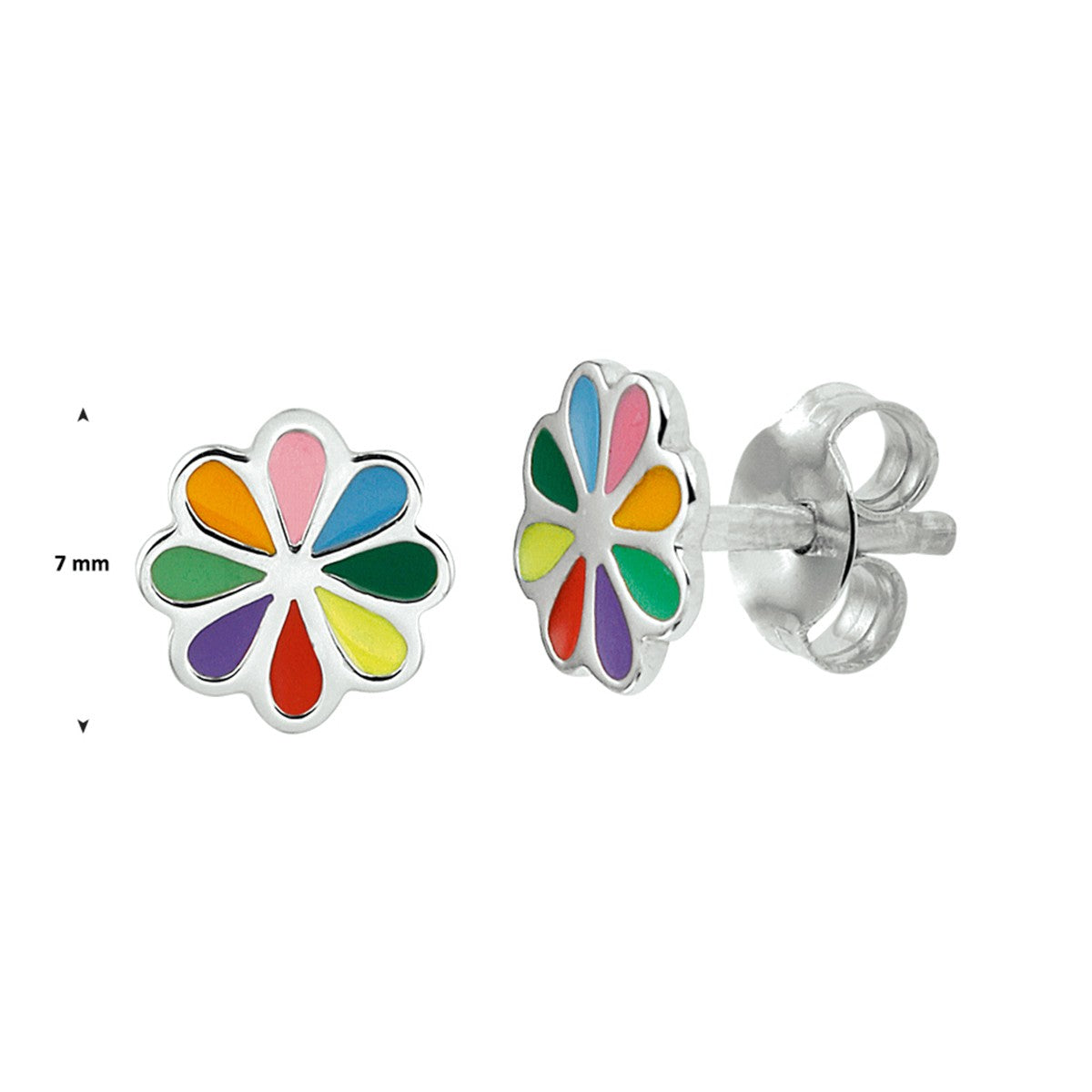 Fantasy Collection Oorbellen bloem 7 mm zilver
