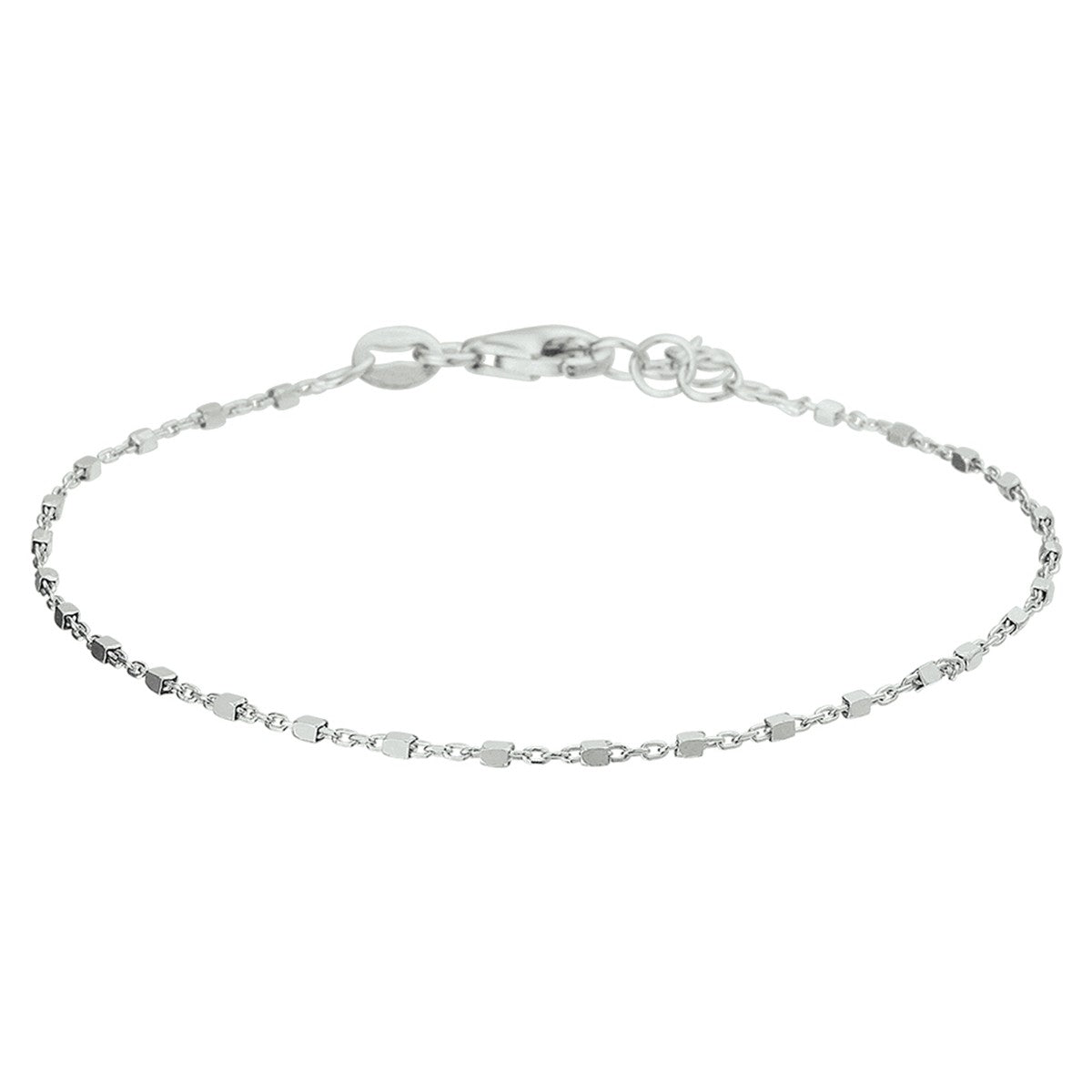 Fantasy Collection Armband blokjes 1,1 mm 17 + 2 cm zilver