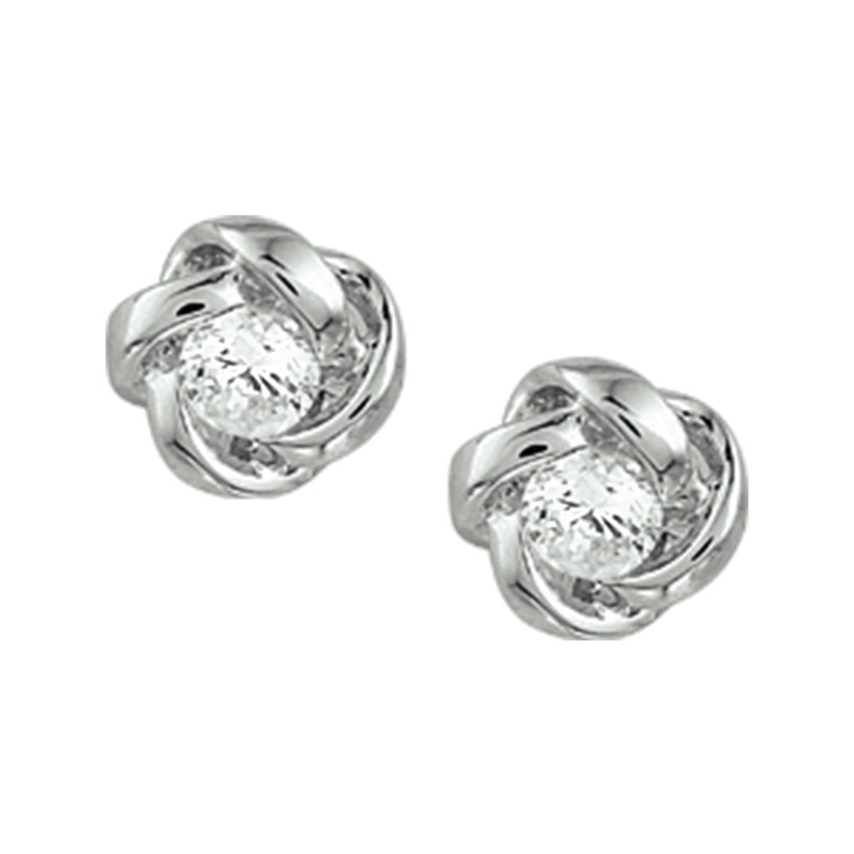 Fantasy Collection Oorbellen bloem en zirkonia zilver