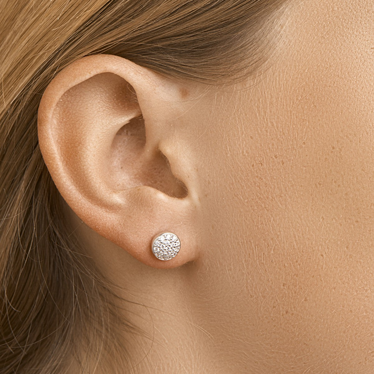 Fantasy Collection Oorbellen zirkonia 7,5 mm zilver