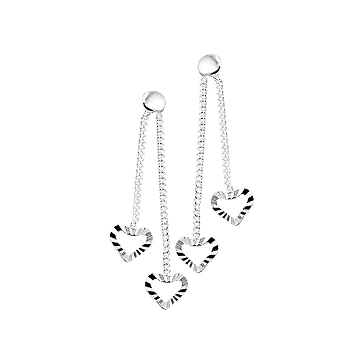 Fantasy Collection Hangende oorbellen hartje gediamanteerd zilver