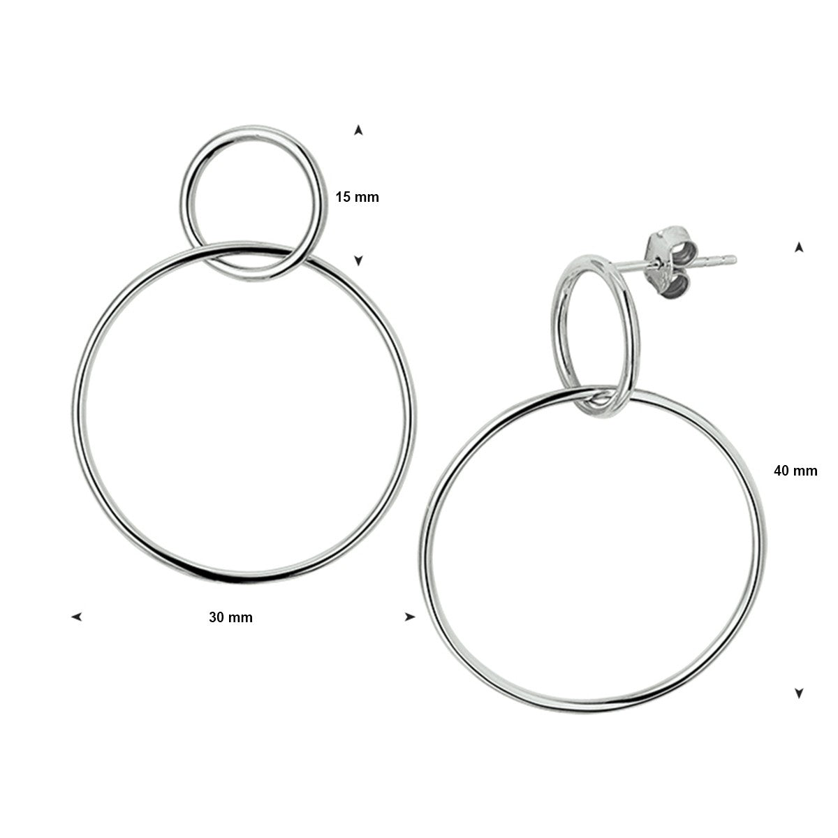 Fantasy Collection Hangende oorbellen rondjes zilver