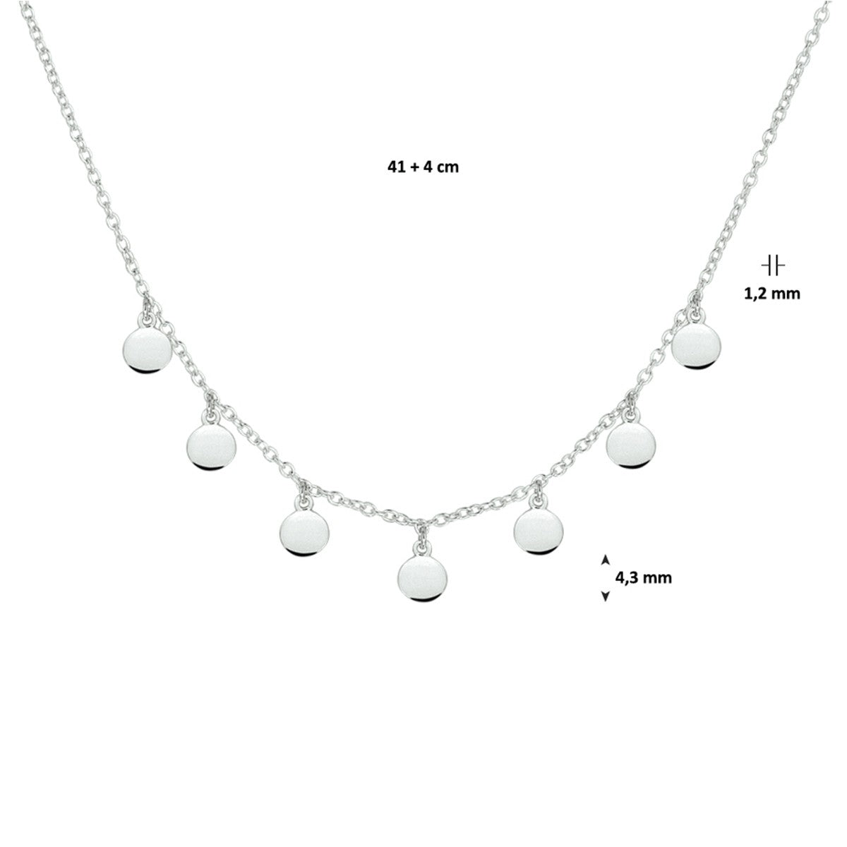 Fantasy Collection Collier rondjes 41 + 4 cm zilver