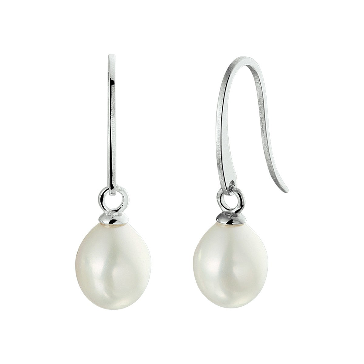 Fantasy Collection Hangende oorbellen parel franse haak zilver
