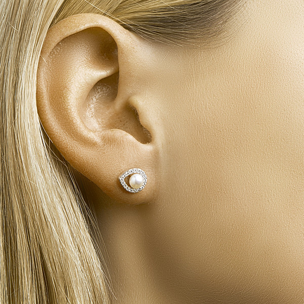 Fantasy Collection Oorbellen parel en zirkonia zilver