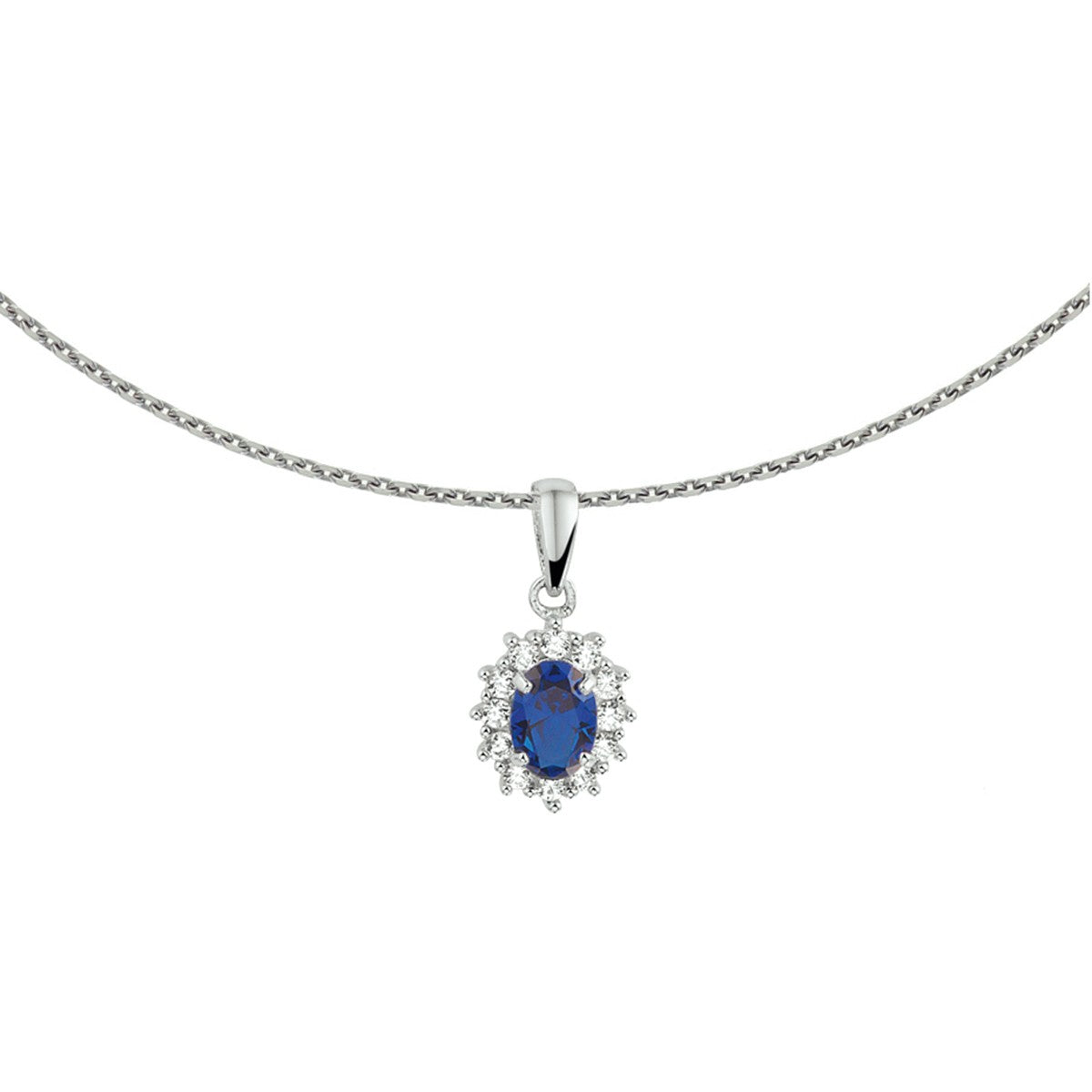 Fantasy Collection Collier zirkonia en synth. saffier 41 + 4 cm zilver
