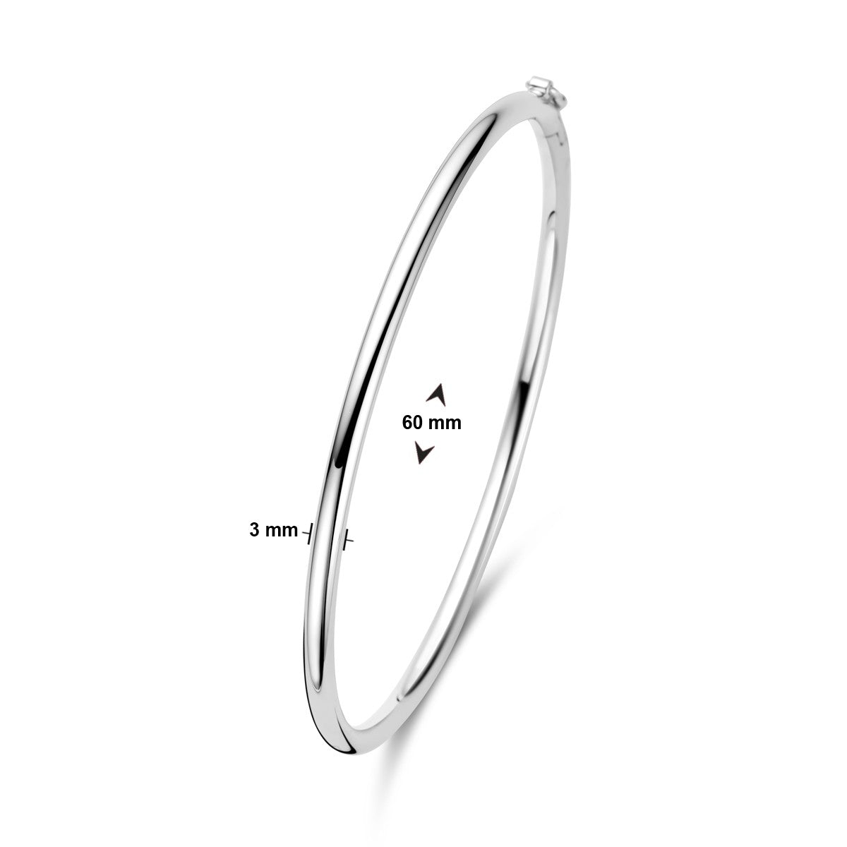 Fantasy Collection Bangle scharnier ronde buis 3 x 60 mm zilver