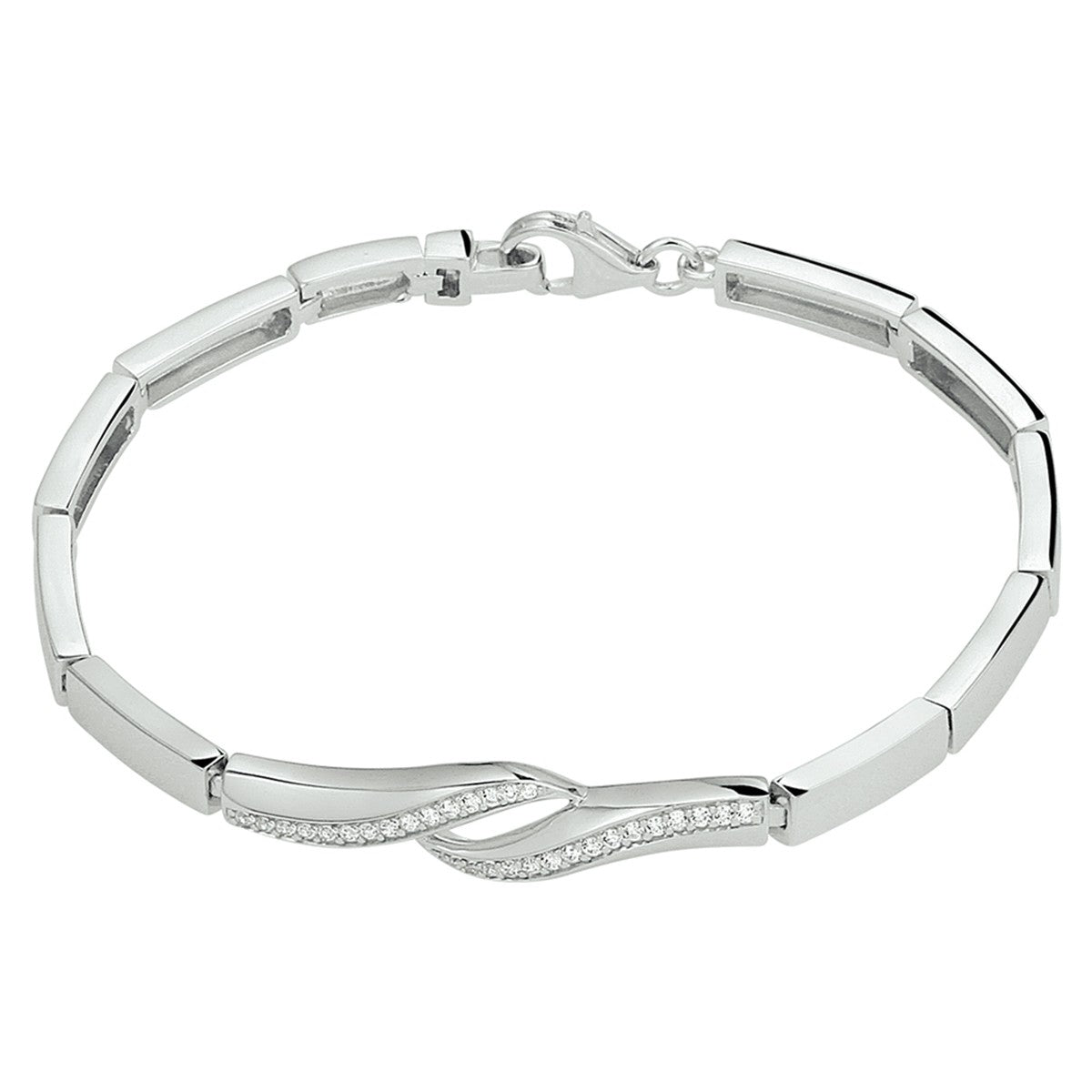 Fantasy Collection Armband zirkonia 7 mm 18,5 cm zilver