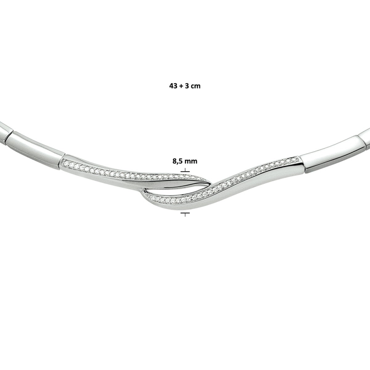 Fantasy Collection Collier zirkonia 43 + 3 cm zilver