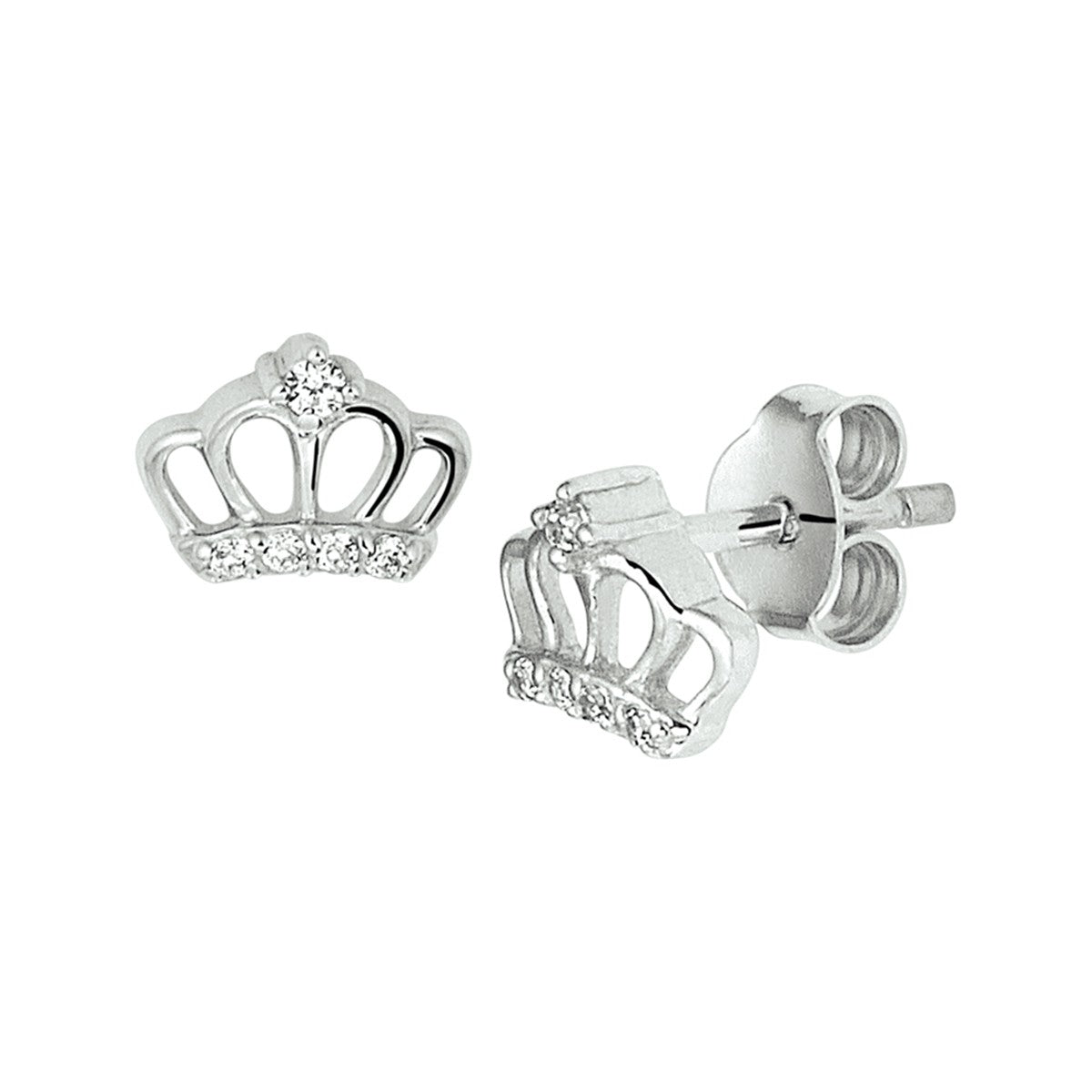 Fantasy Collection Oorbellen kroon zirkonia zilver