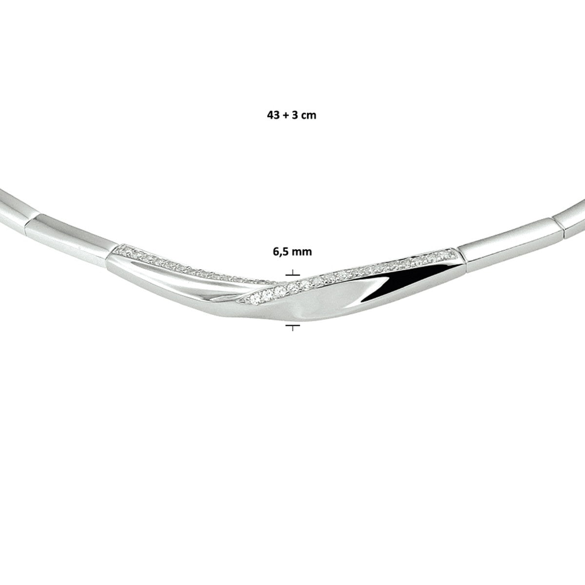 Fantasy Collection Collier zirkonia 43 + 3 cm zilver