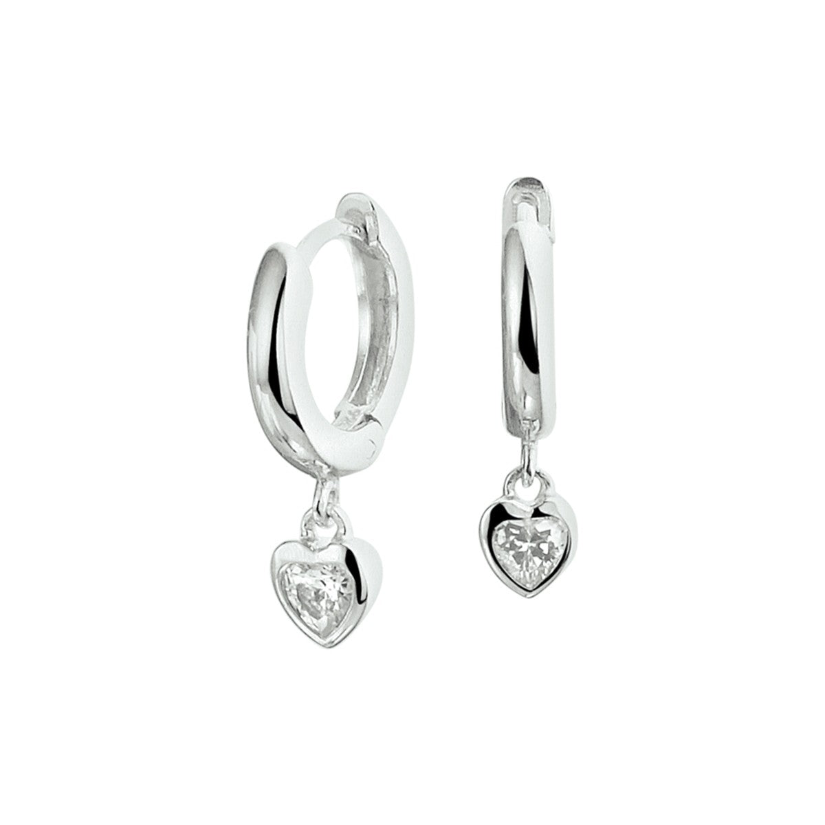 Fantasy Collection Oorbellen hart zirkonia zilver