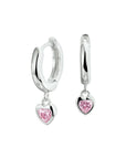 Zilver Gerhodineerd Klapoorringen Hart Roze Zirkonia 1328279 - PansiteNederland.nl