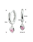 Zilver Gerhodineerd Klapoorringen Hart Roze Zirkonia 1328279 - PansiteNederland.nl