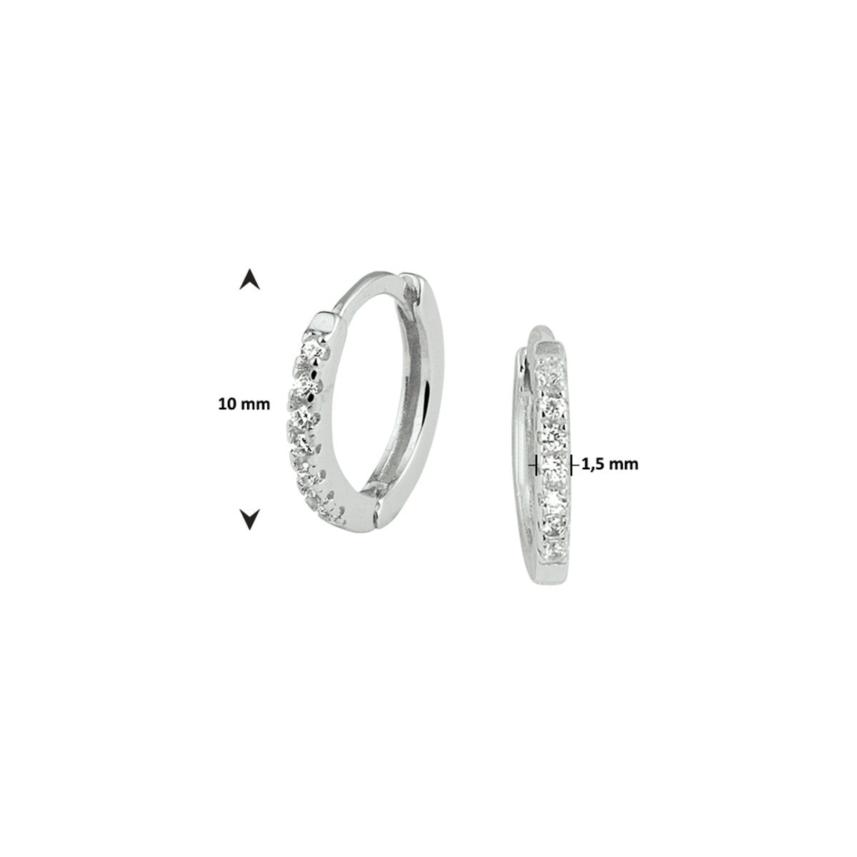Fantasy Collection Oorbellen zirkonia 10 mm zilver