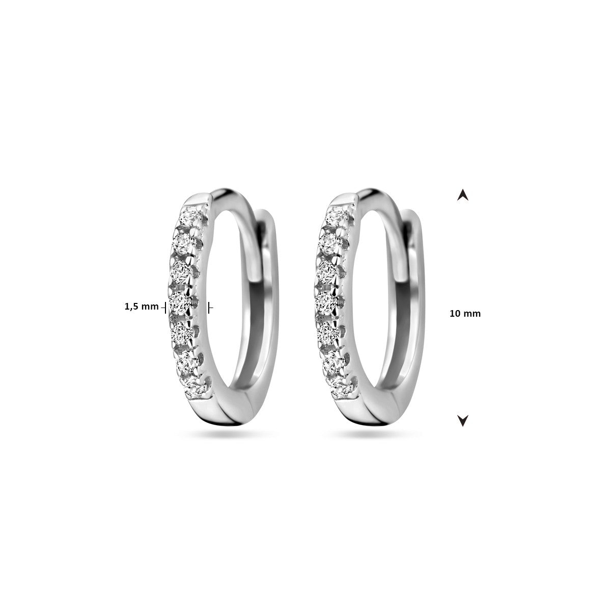 Fantasy Collection Oorbellen zirkonia 10 mm zilver